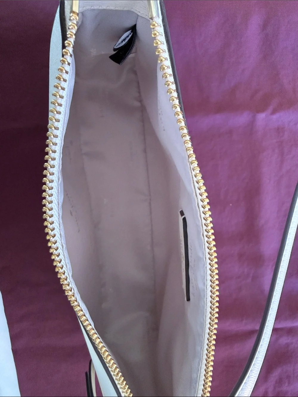 kate spade Cream Leather Clutch with Gold Hardware